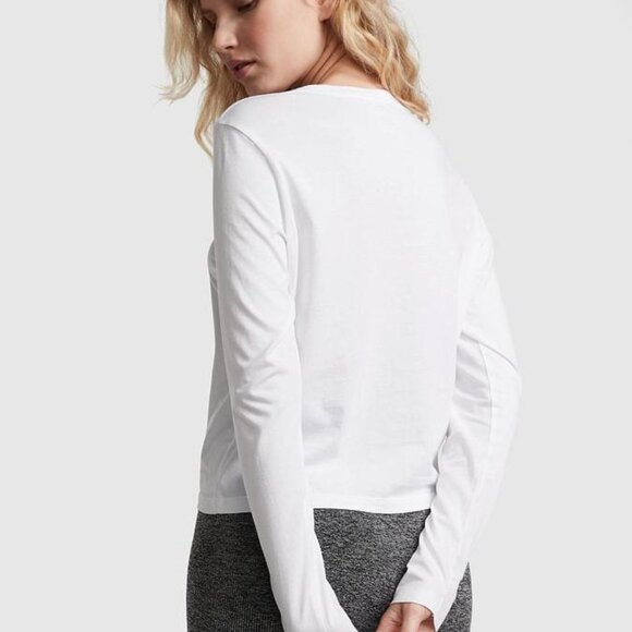 Victoria's Secret PINK White Long Sleeve Cotton Shirt Size Small New with Tags - Picture 2 of 5